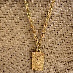 YSL TOTE Auth YSL Beauty Bag Charm & StrawTote Bracelet NECKLACE New